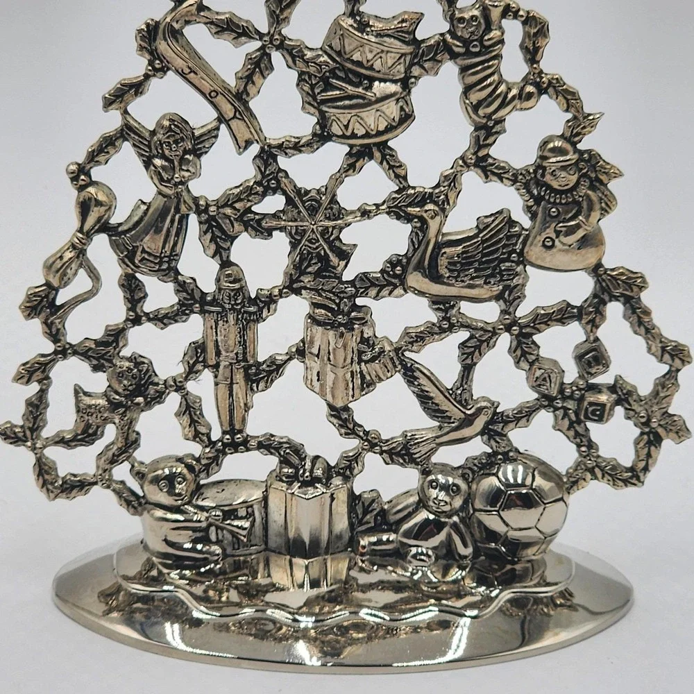 Vintage Christmas Tree Candlestick Holder Silverplate Holiday Decor 9.75
